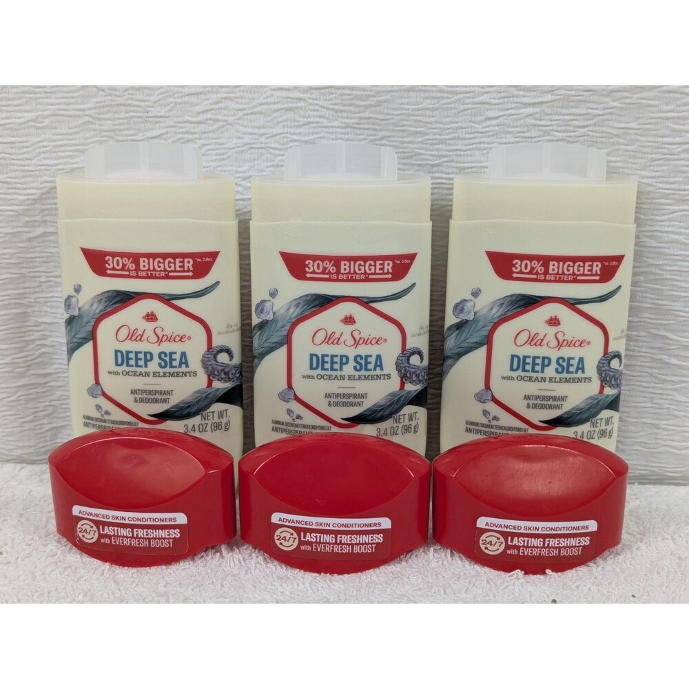 Old Spice - Deep Sea Scent of Ocean Waves & Kelp Deodorant - 3.4 oz - 3 Pack